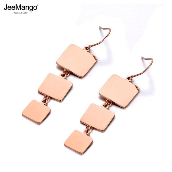 

JeeMango New Titanium Stainless Steel Geometric Square Earrings Bohemia Trendy Dangle Earrings Jewelry For Women Girls JE19298, Silver