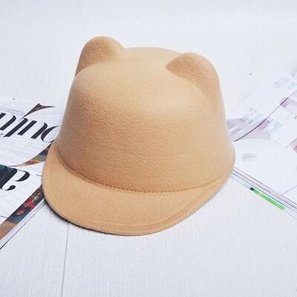 

2017 новая мода высокое качество шерстяные женские федора шляпа осень зима сплошной цвет кошка ухо крышка животные в наличии бесплатная дост, Black;white