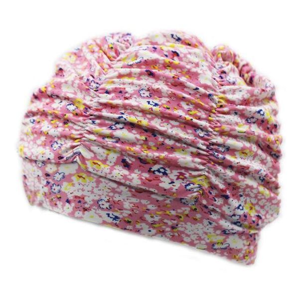 

pleated flower petal fabric swimming cap swim pool beach seaside protect long hair ears bathing caps hats for girls wome bbygft