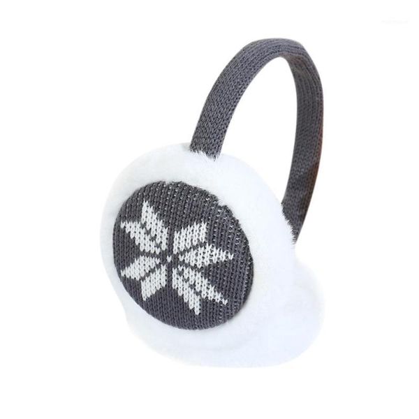 

ear muffs missky kids girls boys winter warm faux plush patterned snowflake deer warmer knitted adjustable earmuffs1, Blue;gray