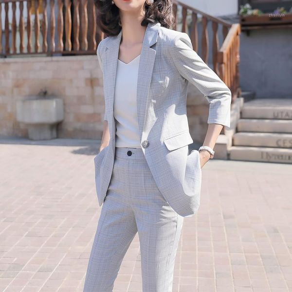

office work short/pant suits women suit business lady uniform female 2 piece set blazer pants jacket autumn summer large size1, White