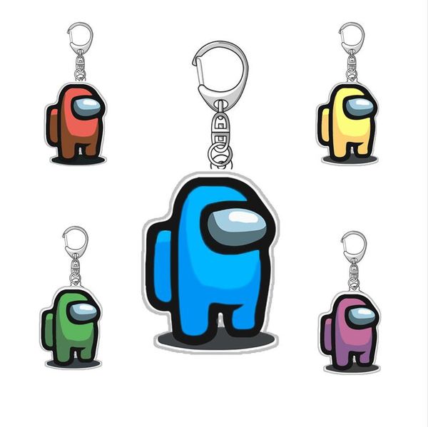 

5 стилей новых игры среди нас брелок акрилового красочного держателя keyrings мультфильм игра key брелки для автомобилей ключи сумки розетки, Red;brown