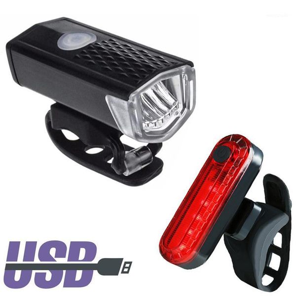 

2pcs/set front headlight+rear taillight rechargeable bike lights 300 lumens bicycle led lights bicycle warning1