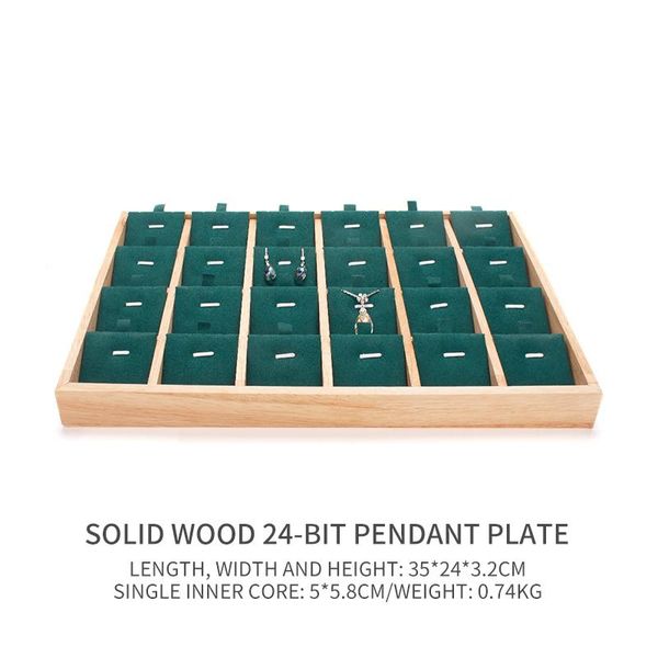 

new 24 grid pendent display packaging jewelry trays wooden green card slot removeable for jewellery ring bracelet organizers, Pink;blue