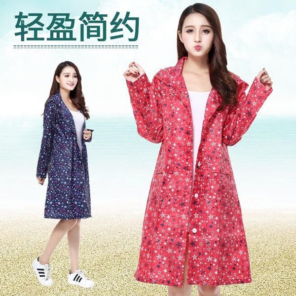 

mily fashion travel women drifting waterproof clothing thin stars printed long raincoat hipping mily fashion wmtycb