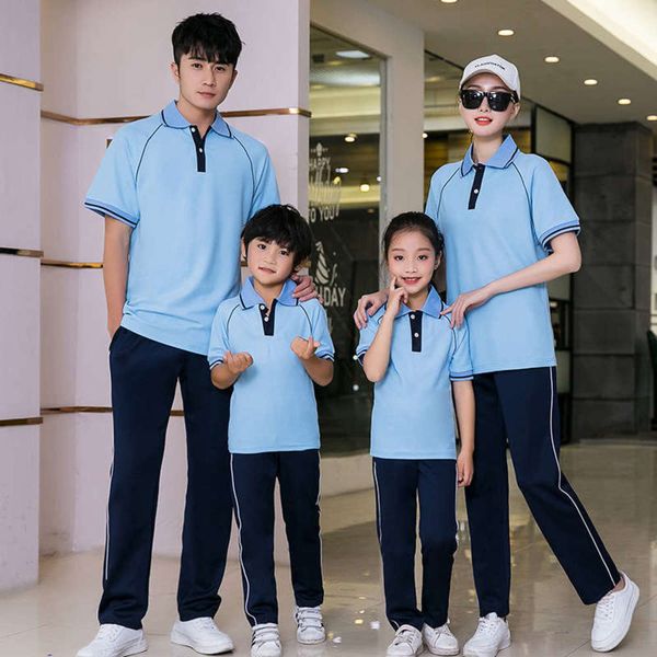 

trousers high summer junior short sleeve school set college students' cotton class uniform men's and women's, Gray