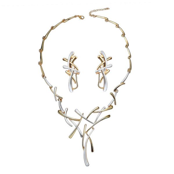 

1 set necklace and 1 pair earrings bride wedding women jewelry luxury ethnic cross pendant drop ship, Silver