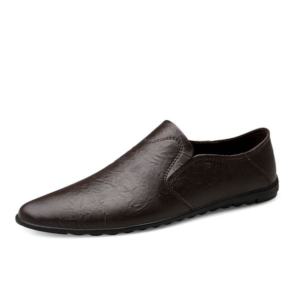 

summer outdoor light soft leather 2021 men shoes loafers size 37-47 slip on comfortable moccasins flats casual driving shoes, Black