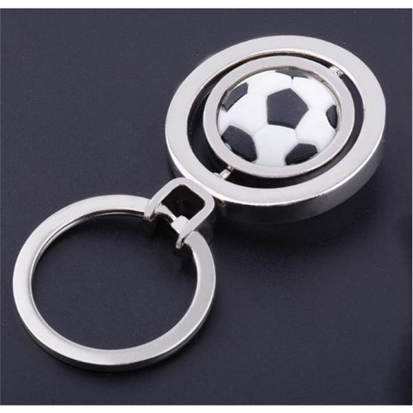 

football rotating basketball 3d golf keychain sports souvenirs pendant keyring key fob ball gifts, Silver