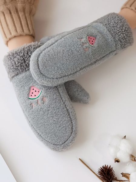 

women winter plush cute warm windproof korean cartoon neck riding gloves