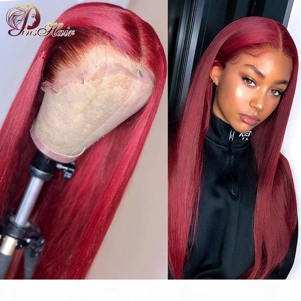 

middle part 13x1 lace front human hair wigs colored 99j burgundy remy human hair wig 180% lace part wigs with baby pinshair, Black;brown