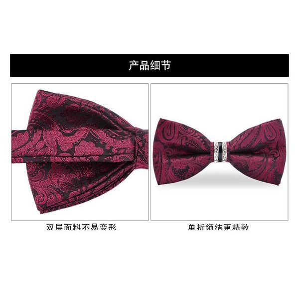 

tuxedo metal crystal wedding bow tie men women butterfly knot cravat black purple blue jujube red groom party banquet m qylzov, Black;gray