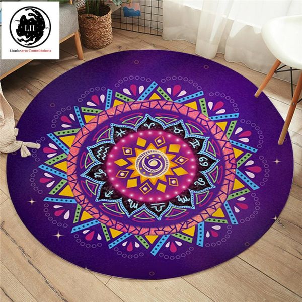 

zodiac mandala by lionhearts bedroom carpets purple round area rug for living room bohemian floor rug flower play mat 150cm