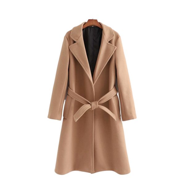 

puwd elegant woman camel loose long lanes wool winter coat fashions soft outwear casual ladies oversized jacket, Black;brown