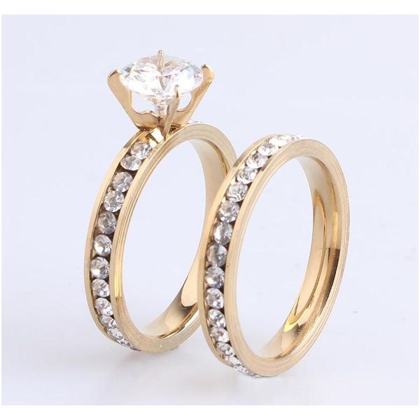 

12pairs men womens wedding couple rings 316l stainless steel gold plated crystal fahion jewelry en wmtfpj homes2007, Silver