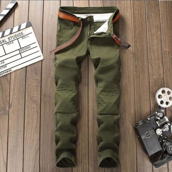 

men's jeans homme new trend splice nightclub type male pants alternative small feet micro-bomb army green high-end trousers, Blue
