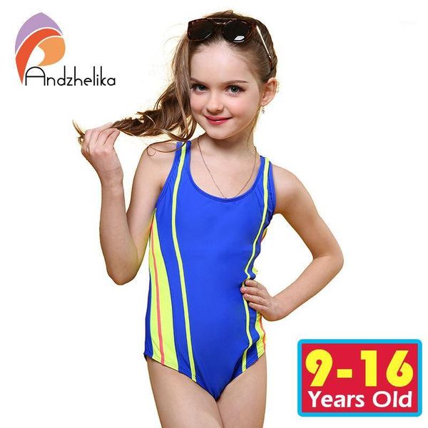 

wholesale- andzhelika one piece children swimsuit girls summer patchwork solid swimwear sports bodysuit girl swim suits bathing suit ak89111, White;black