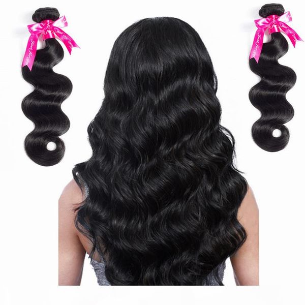 

weaves closure human hair bundles brazilian hair body wave 1 3 4 pcs double weft remy hair weave bundles, Black