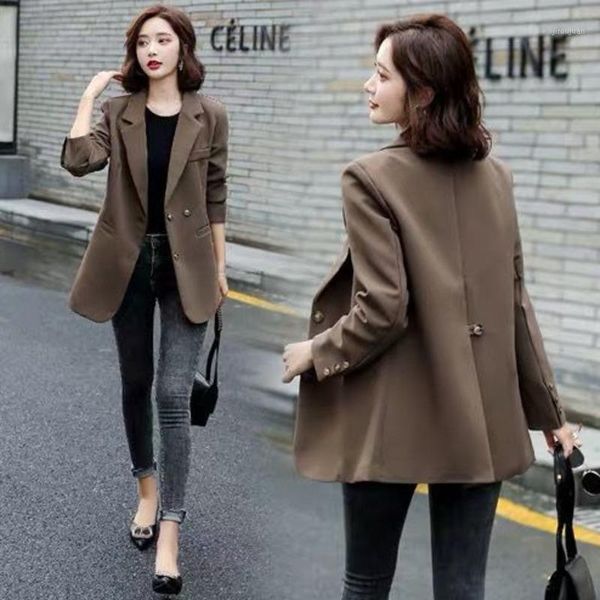 

fashion 2021 autumn women solid color blazers jackets work office lady suit slim notched blazers business female blazer coat1, White;black