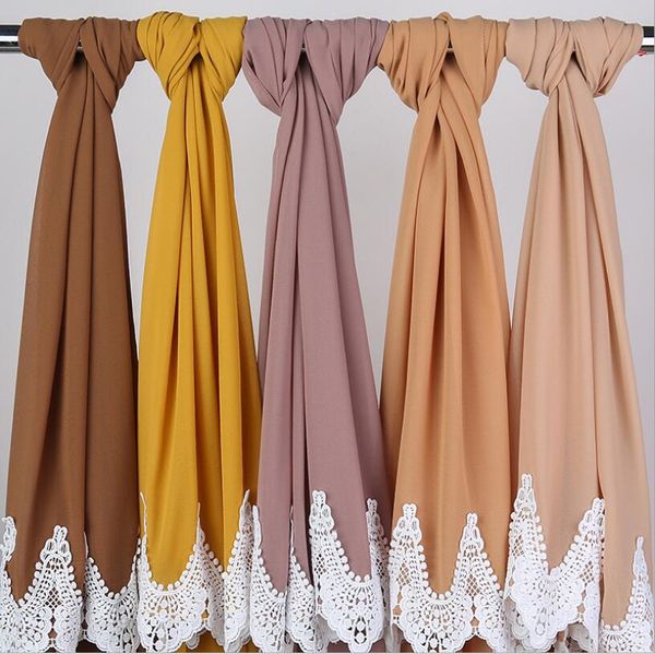 

bubble chiffon scarf shawl malaysian hijab women headband scarves shawls fashion patchwork lace scarf zyy561, Red;brown