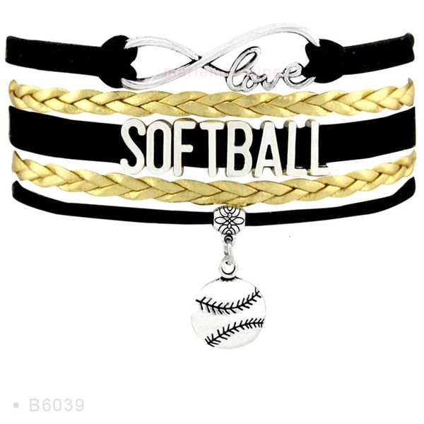 

qr7minfinity love charm wrap sports gift softball player fans white black red bracelets for women