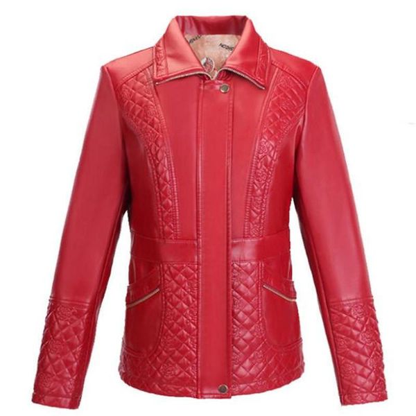 

women's leather & faux 2021 pu embroidered autumn winter coat women jacket clothing motorcycle, Black