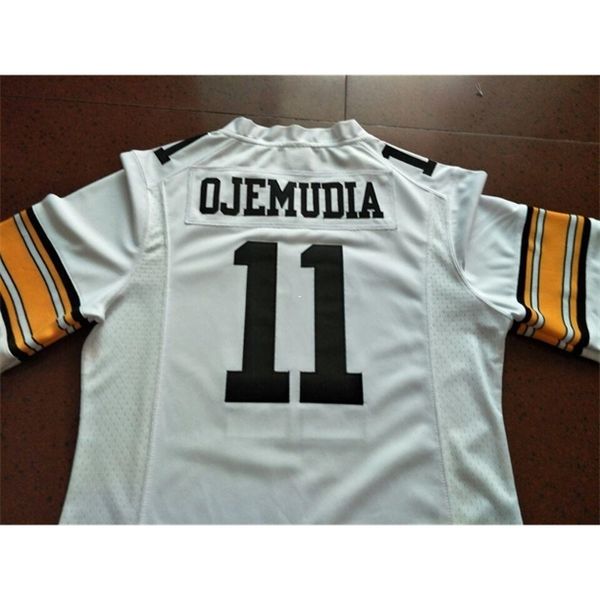 

121 iowa hawkeyes michael ojemudia #11 real full embroidery college jersey size s-4xl or custom any name or number jersey, Black