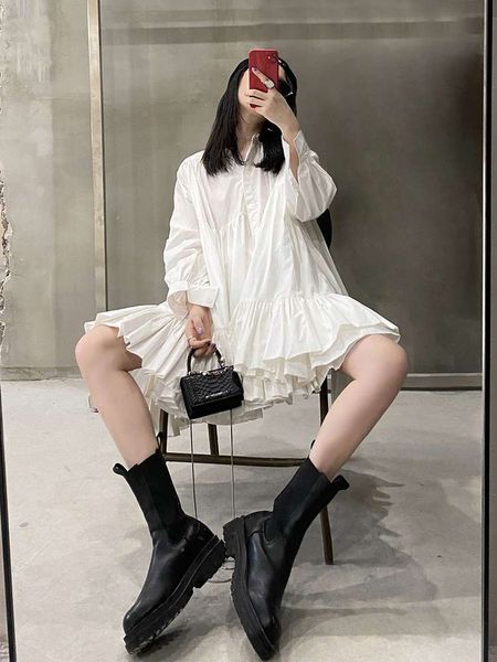 

and slim drs women's autumn 2020 new personalized loose baby shirt skirt, White