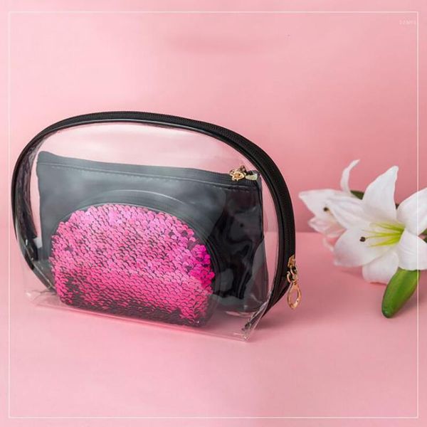 

3pcs/set travel cosmetic bag female waterproof portable make up toiletry pouch high quallity pvc travel pouch toiletry bag1