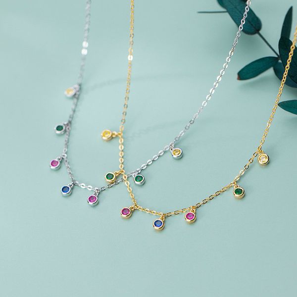 

real 925 sterling silver geometric round choker necklace for fashion women minimalist fine jewelry cute accessories gift q0531