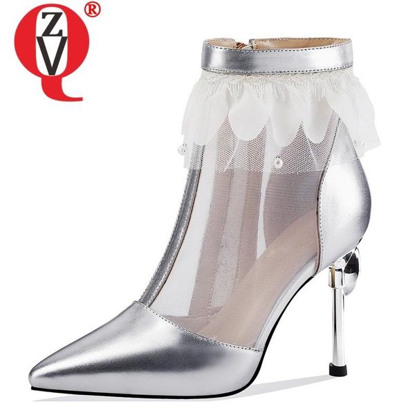 

ZVQ spring new fashion women boots outside high heels pointed toe genuine leather party women shoes drop shipping size 33-40, Black