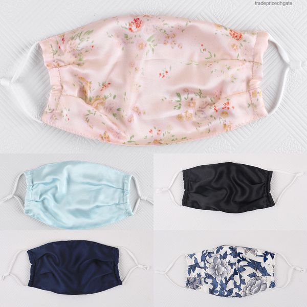 

silk fashion floral mask face print dustproof sun-resistant masks women summer thin mouth z6og