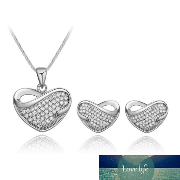 

xqz love heart necklace pendant earrings jewlery sets for women gift fahion crystal stones, Silver