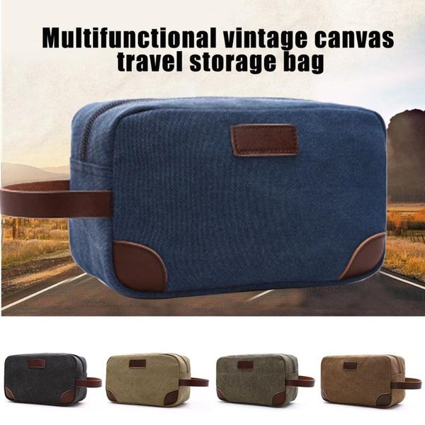 

men travel toiletry bag canvas leather bathroom makeup organizer shaving storage pouch xin-shipping