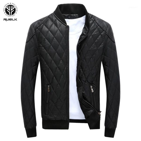 

ruelk 2020 new men's autumn and winter clothing student leather coat plus velvet sarm jacket stand collar cotton clothing cold1, Black