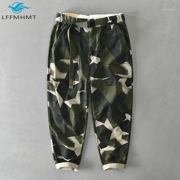 

autumn winter new fashion cotton camouflage printed multi pockets overalls pants men casual loose style trendy trousers1, Black