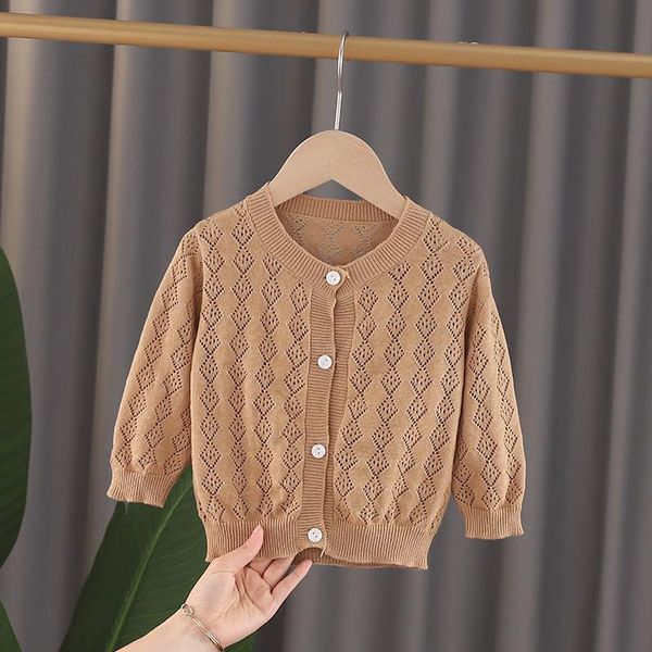 

baby girls cardigan spring autumn solid color hollow out children's sweater kids boys cardigan jacket dt162 sqcqtw, Blue