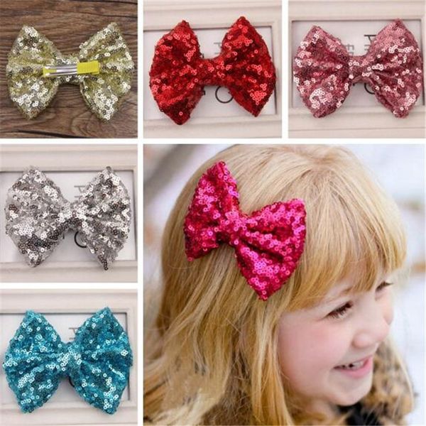 

kids girls sequins hair bow clips solid sequined hairpin fashion ins big bowknot barrettes party princess headdress hair acc gifts ly122103, Slivery;white