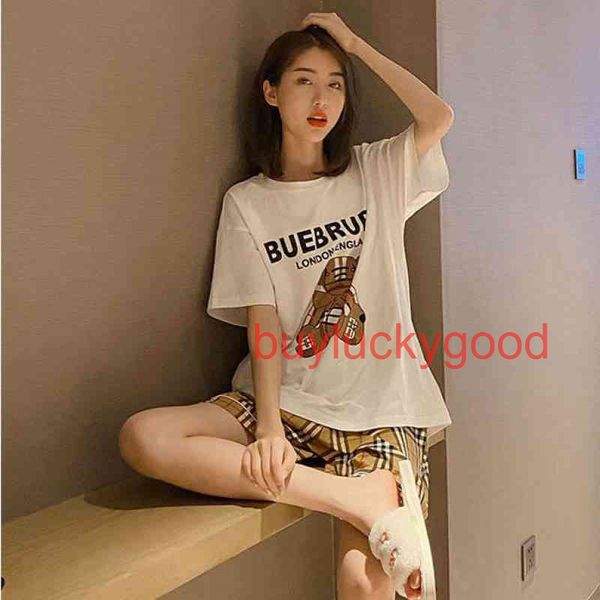 

brand new leisure sports suit pajamas girls summer cotton girls student cartoon little bear net red home clothes, White;black