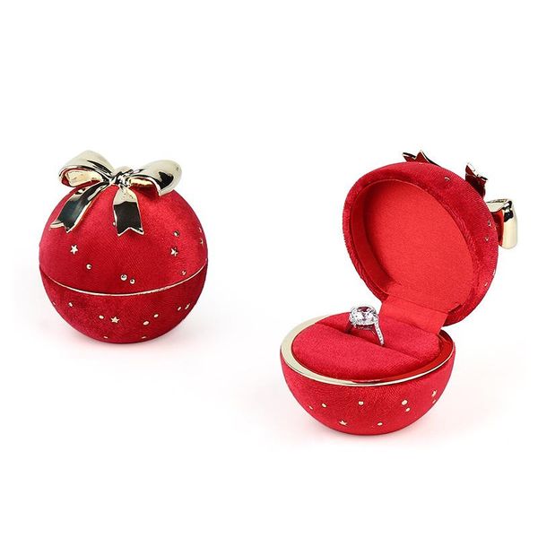 

gift wrap 1pcs red/blue color ring or pendant storage boxes round star corduroy jewelry box bow ornament high-quality material selling