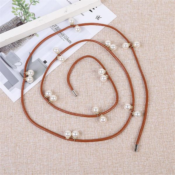 

new fashion ladies fashion belt narrow stretch dress belt thin buckle waist chain stretch thick dress fd, Black;brown