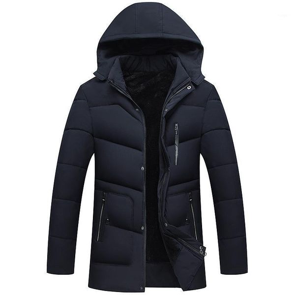 

2021 winter jackets men detachable hoody windproof winter coat long jacket men fashion thick plus velvet warm parkas1, Black