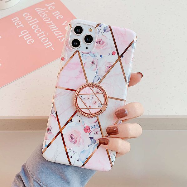 

lovecom plated geometric marble case for samsung s20 s10 note 10 pro a51 a50 metal bracket soft imd phone back cover