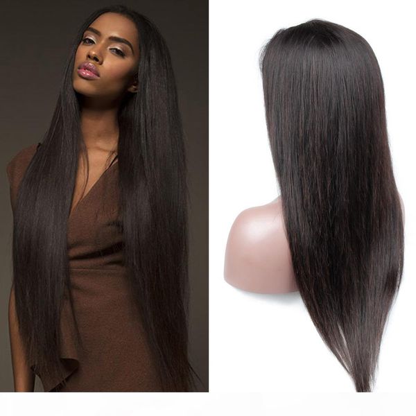 

lace front human hair wigs for women straight black color human hair wigs with short remy baby hair full end