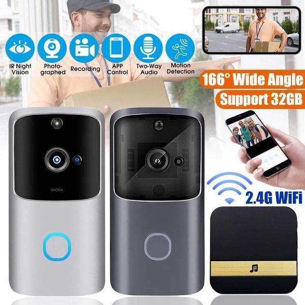 

wifi doorbell smart home wireless phone door bell camera security video intercom 720p hd ir night vision for apartments1