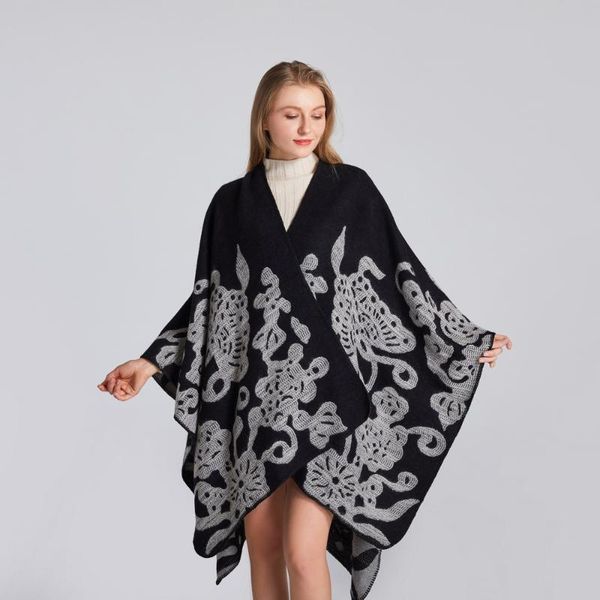 

black butterfly poncho scarf winter autumn shawls artificial cashmere cape mujer bufanda warm soft mantilla 130x150cm, Blue;gray