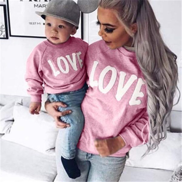 

ladies love letter pattern sweatshirts fashion long sleeve round neck pullover designer female autumn new casual parent-child hoodies, Black