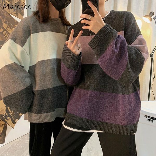 

men's sweaters men pullover chic striped panelled fashion couples simple all-match male clothing oversize elastic korean style streetwe, White;black