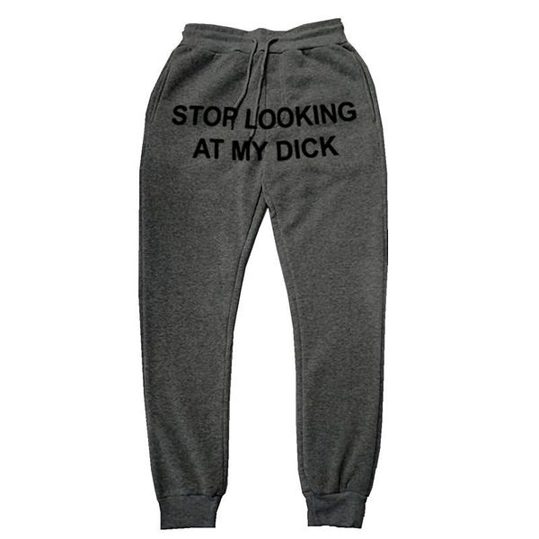 

men's pants mens joggers casual slooking at my dick sweatpants hip hop print high waist trousers streetwear hippie, Black