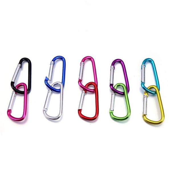 

100pcs aluminum snap carabiner d-ring key chain clip keychain hiking camp mountaineering buckle hook climbing travel acc qyltic